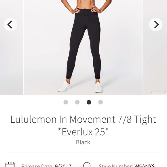 LULULEMON In Movement 7/8 Tight *Everlux 25"
Black 8 EUC - Picture 7 of 8